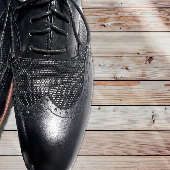 Steve Maddon Langdon Black Wingtips Size 10 - Picture 1 of 10